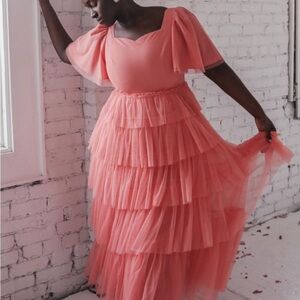 JessaKae Coral Layered Maxi Allegre Dress